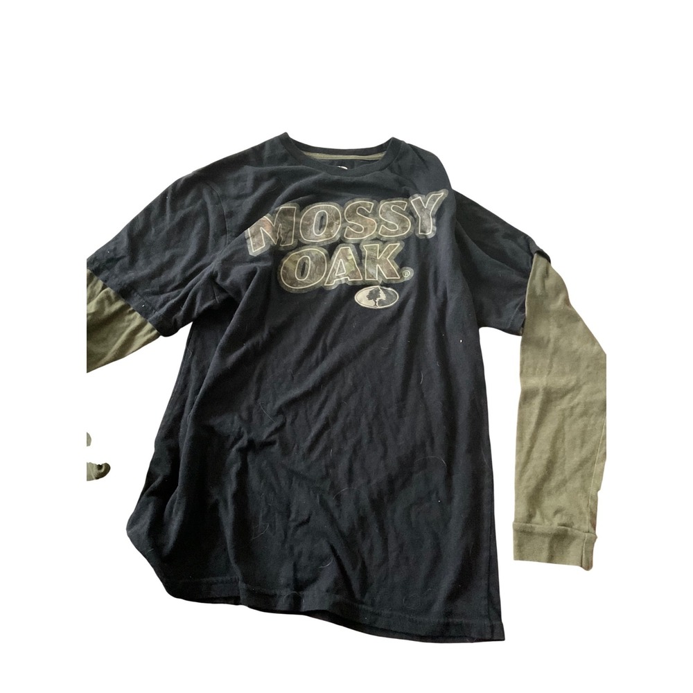 Mossy‎ Oak Black Camo Graphic Layered Long Sleeve T Shirt Mens Size Large
